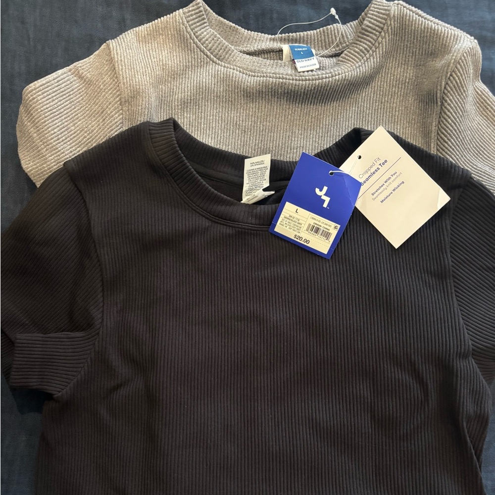 Joylab Seamless Cropped Ribbed Baby Tees (set of 2)